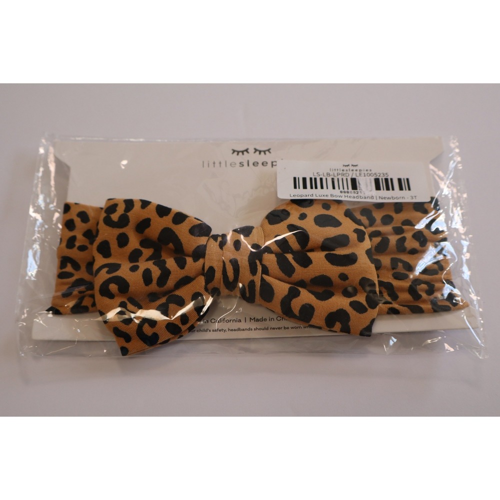 Little Sleepies Leopard Luxe Bow Headband Lunaluxe Bamboo Newborn-3T